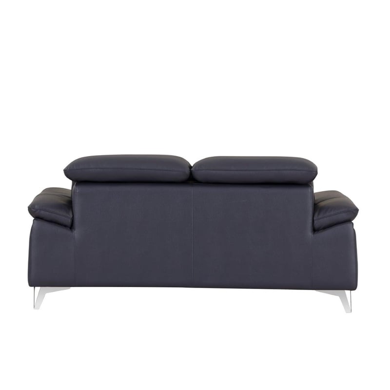 Titan Furnishings Modern Genuine Italian Leather Sofa & Loveseat Set in Navy