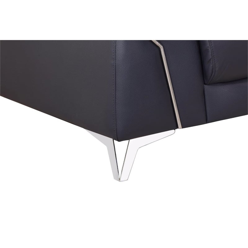 Titan Furnishings Modern Genuine Italian Leather Sofa & Loveseat Set in Navy