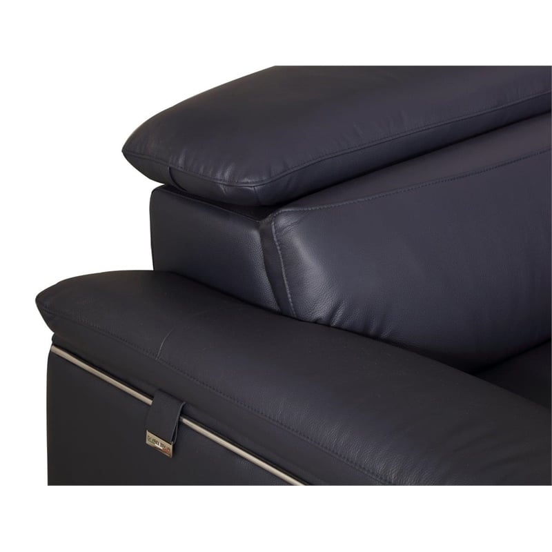 Titan Furnishings Modern Genuine Italian Leather Sofa & Loveseat Set in Navy