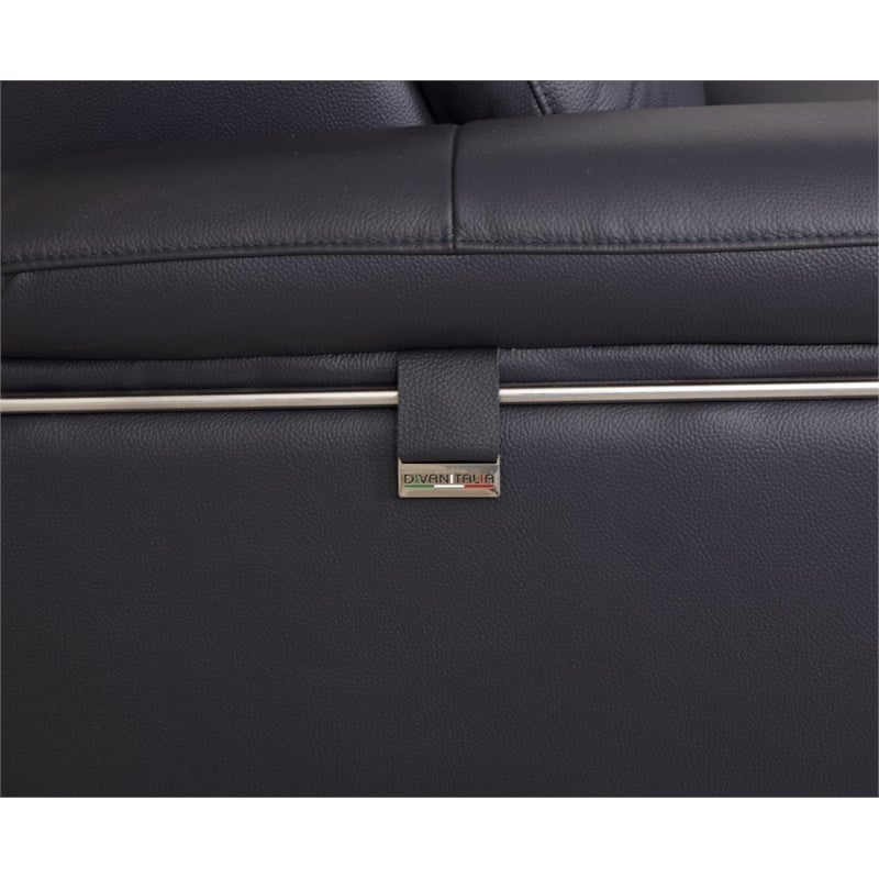 Titan Furnishings Modern Genuine Italian Leather Sofa & Loveseat Set in Navy