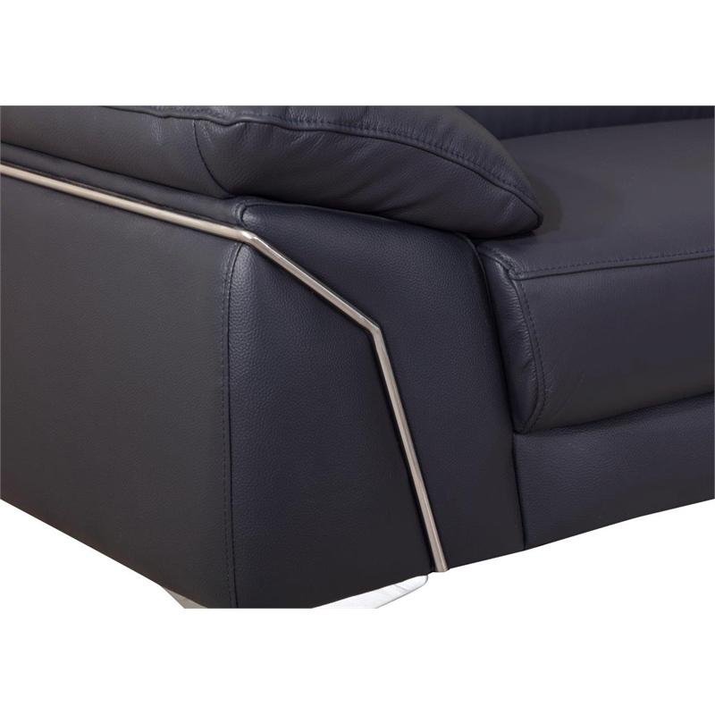 Titan Furnishings Modern Genuine Italian Leather Sofa & Loveseat Set in Navy