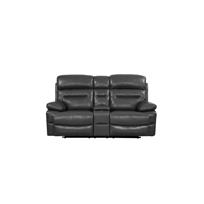 Titan Furnishings Modern Faux Leather Console Loveseat in Gray