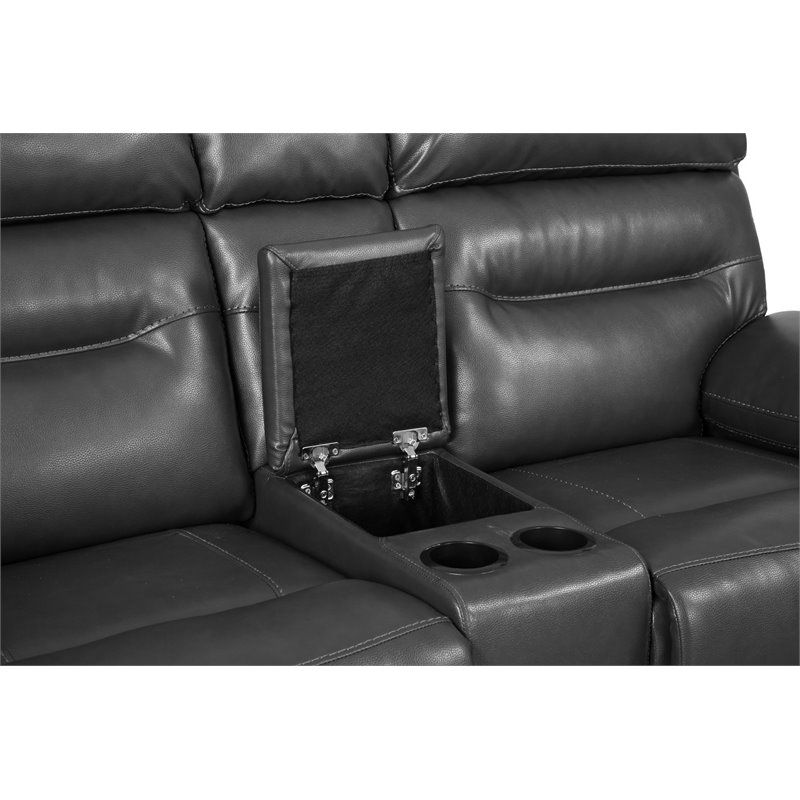 Titan Furnishings Modern Faux Leather Console Loveseat in Gray