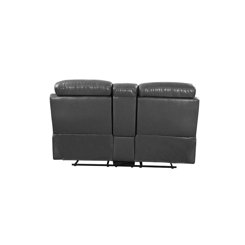 Titan Furnishings Modern Faux Leather Console Loveseat in Gray