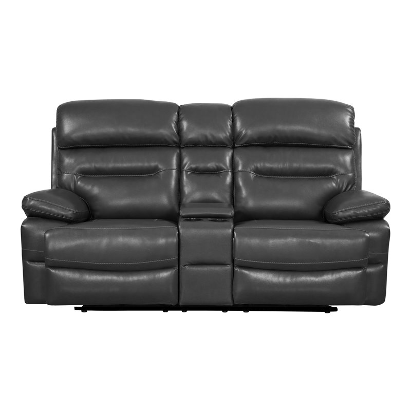 Titan Furnishings Modern Faux Leather Console Loveseat in Gray