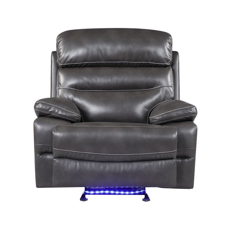Titan Furnishings Modern Faux Leather Power Reclining Chair in Gray