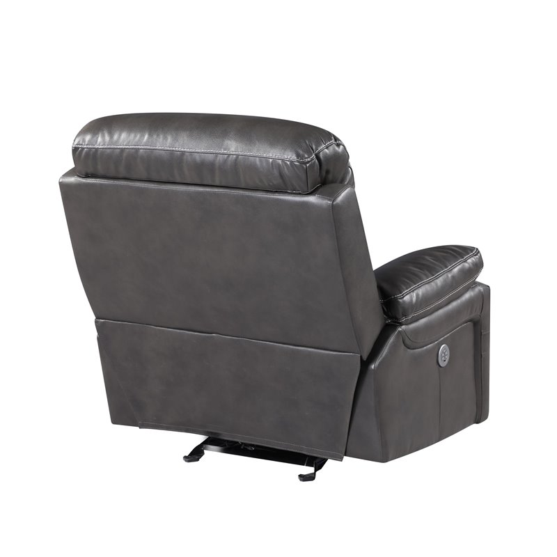 Titan Furnishings Modern Faux Leather Power Reclining Chair in Gray