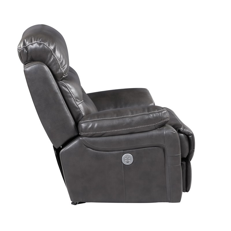 Titan Furnishings Modern Faux Leather Power Reclining Chair in Gray