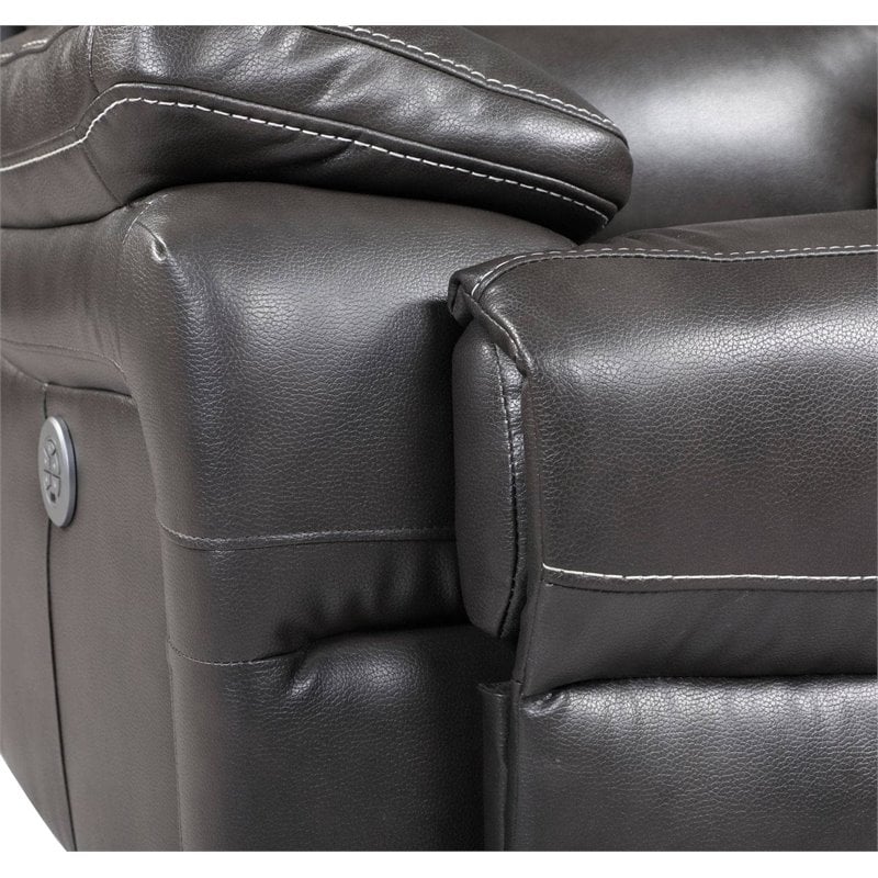 Titan Furnishings Modern Faux Leather Power Reclining Chair in Gray