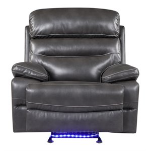 Titan Furnishings Modern Faux Leather Power Reclining Chair in Gray