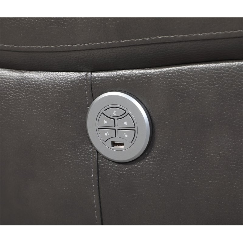 Titan Furnishings Modern Faux Leather Power Reclining Sofa in Gray