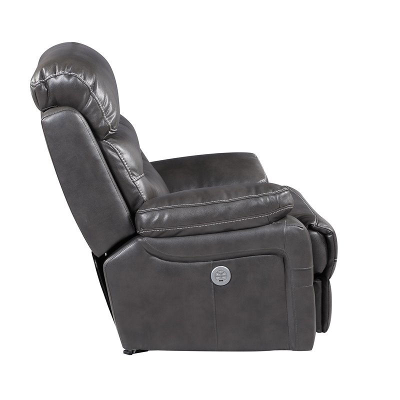 Titan Furnishings Modern Faux Leather Power Reclining Sofa in Gray