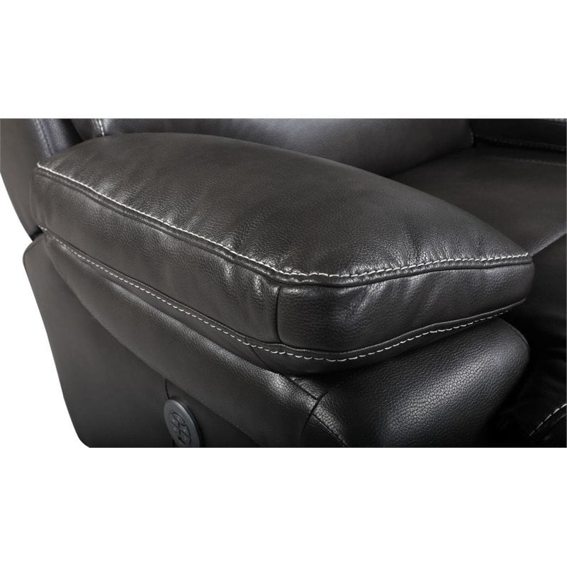 Titan Furnishings Modern Faux Leather Power Reclining Sofa in Gray