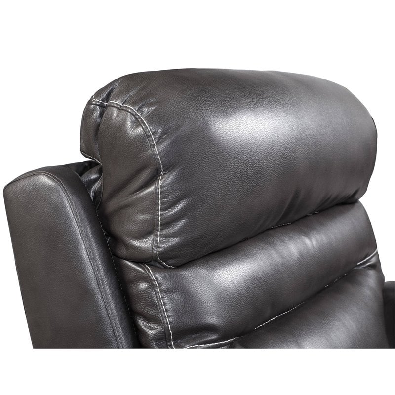 Titan Furnishings Modern Faux Leather Power Reclining Sofa in Gray