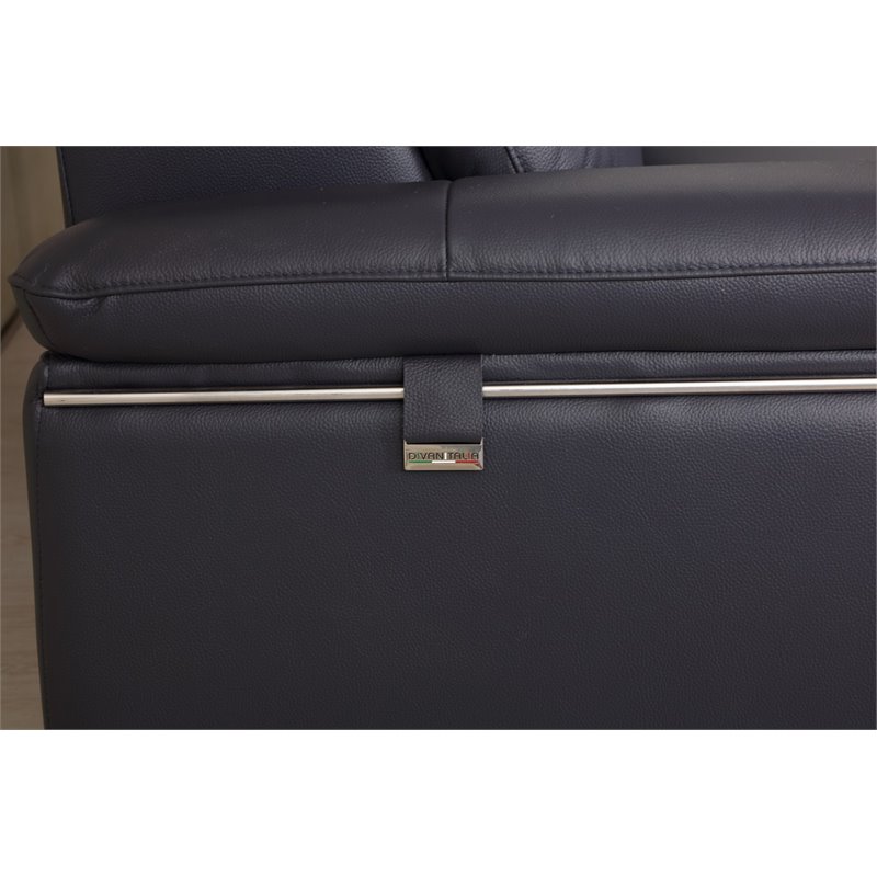 Titan Furnishings Modern Genuine Italian Leather Loveseat in Navy