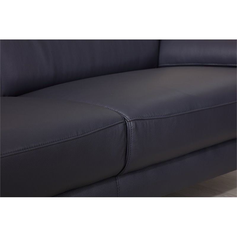 Titan Furnishings Modern Genuine Italian Leather Loveseat in Navy