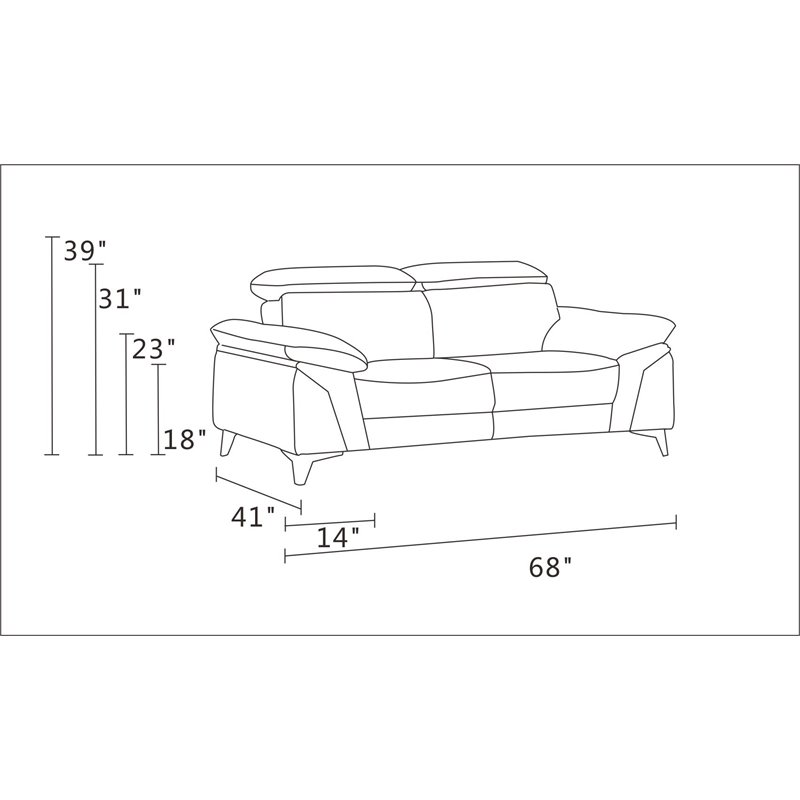 Titan Furnishings Modern Genuine Italian Leather Loveseat in Navy