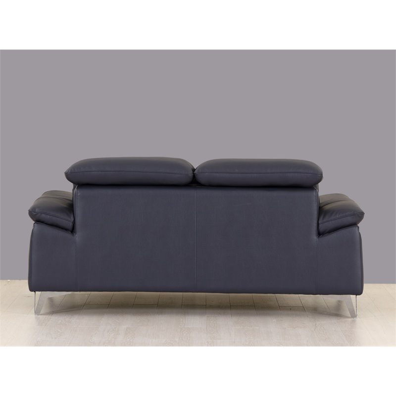 Titan Furnishings Modern Genuine Italian Leather Loveseat in Navy