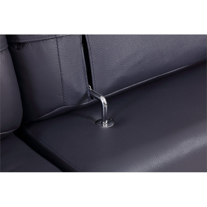 Titan Furnishings Modern Genuine Italian Leather Loveseat in Navy