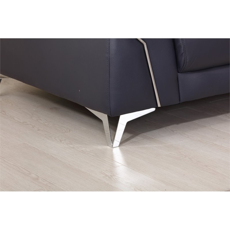 Titan Furnishings Modern Genuine Italian Leather Loveseat in Navy