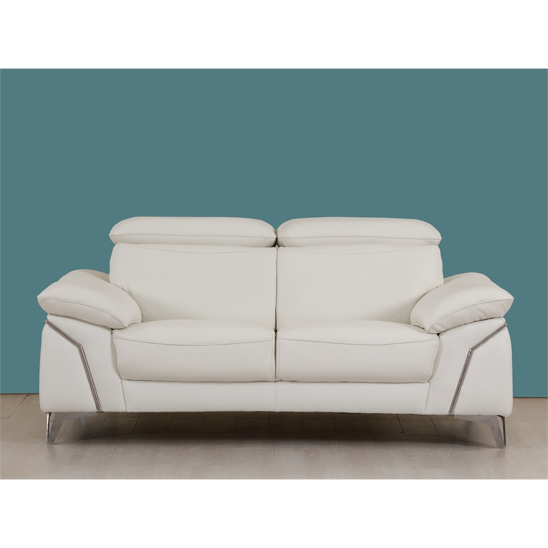 Titan Furnishings Modern Genuine Italian Leather Upholstered Sofa Set in White