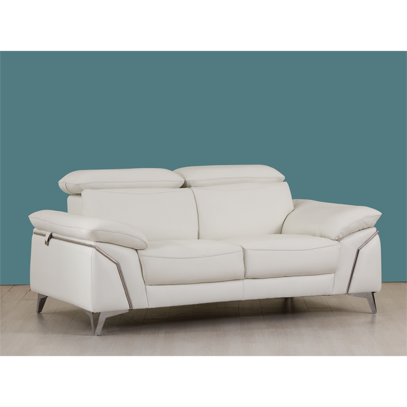 Titan Furnishings Modern Genuine Italian Leather Upholstered Sofa Set in White