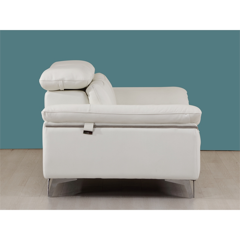 Titan Furnishings Modern Genuine Italian Leather Upholstered Sofa Set in White