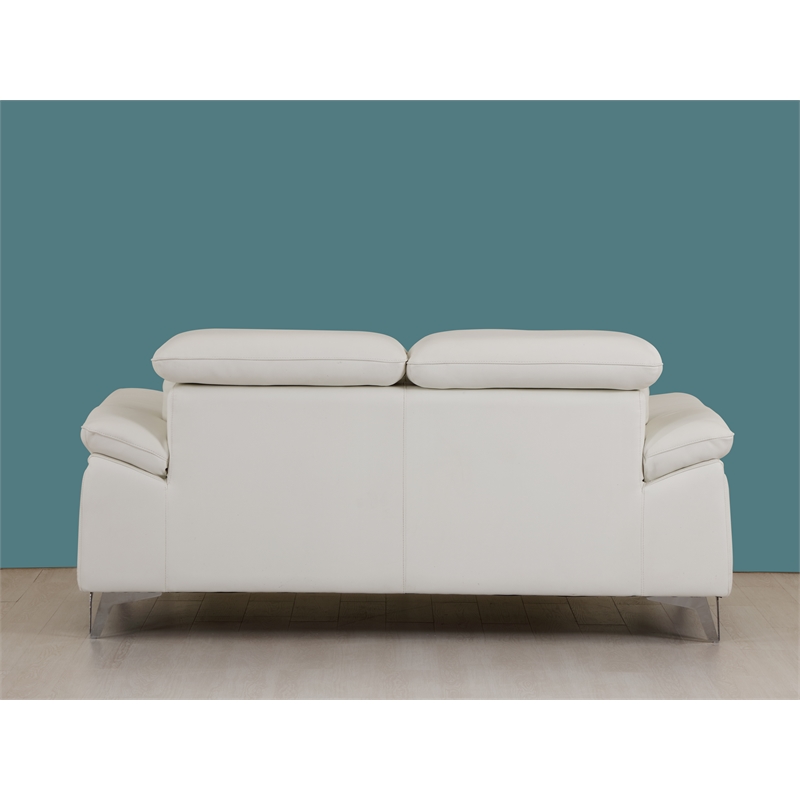 Titan Furnishings Modern Genuine Italian Leather Upholstered Sofa Set in White