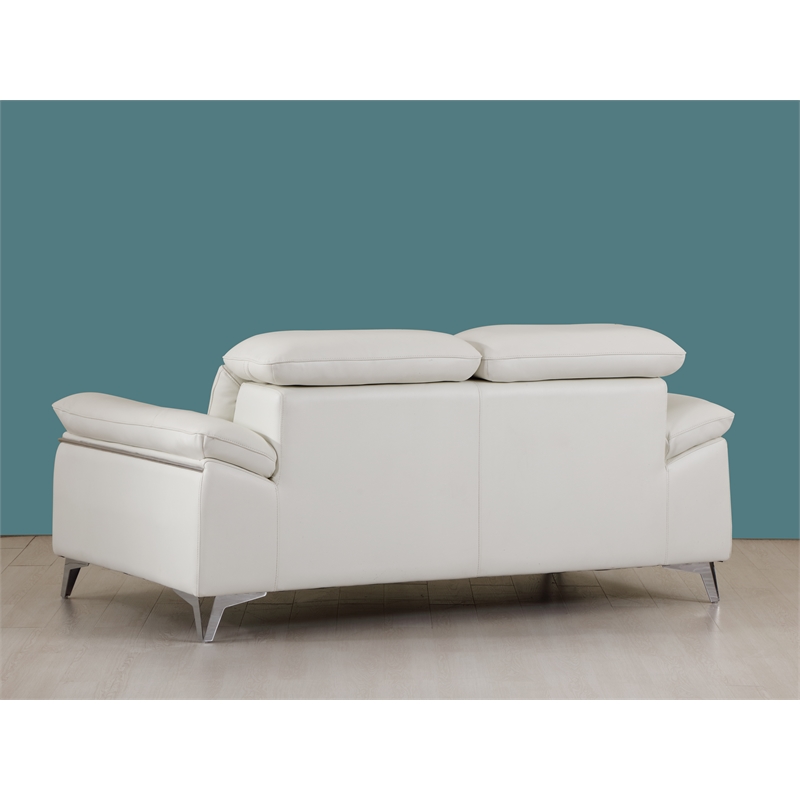 Titan Furnishings Modern Genuine Italian Leather Upholstered Sofa Set in White