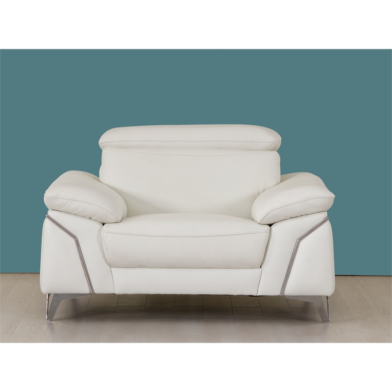 Titan Furnishings Modern Genuine Italian Leather Upholstered Sofa Set in White