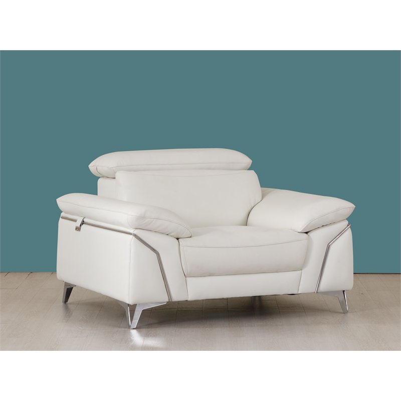 Titan Furnishings Modern Genuine Italian Leather Upholstered Sofa Set in White
