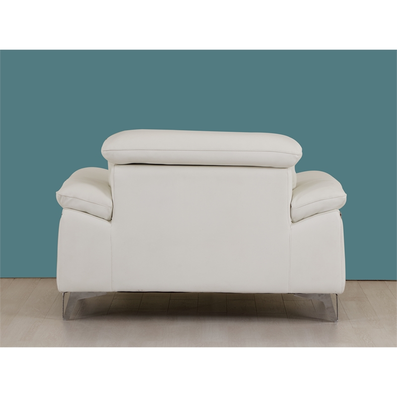 Titan Furnishings Modern Genuine Italian Leather Upholstered Sofa Set in White
