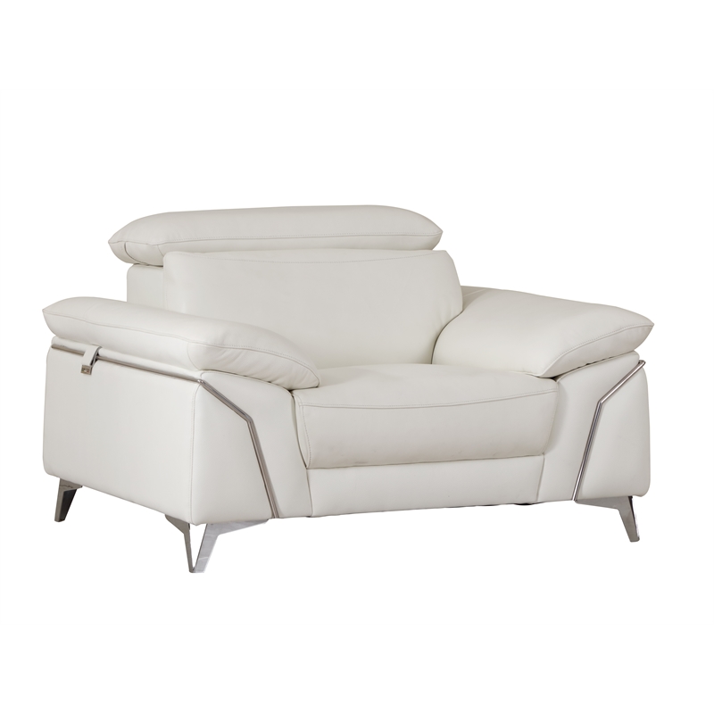 Titan Furnishings Modern Genuine Italian Leather Upholstered Sofa Set in White