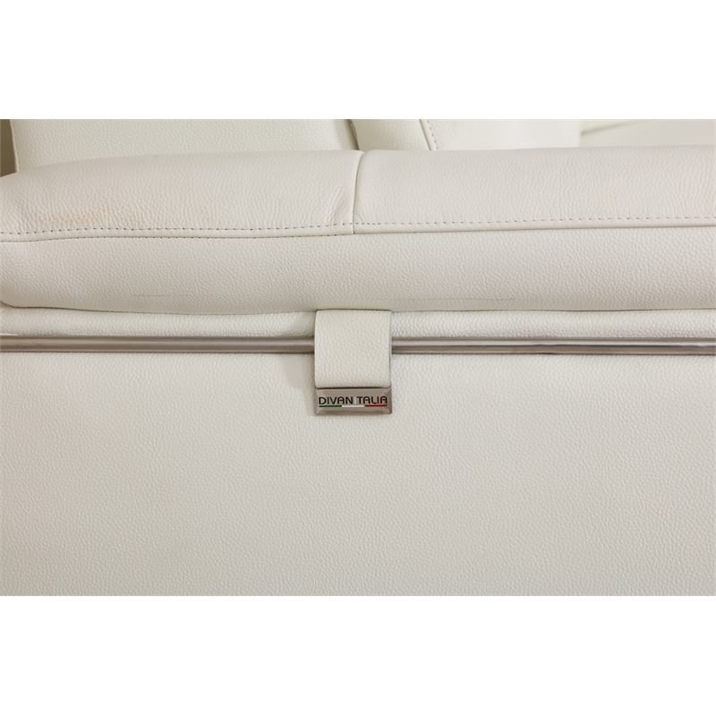 Titan Furnishings Modern Genuine Italian Leather Upholstered Sofa Set in White