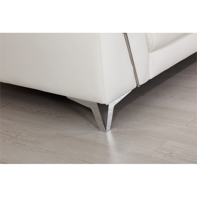 Titan Furnishings Modern Genuine Italian Leather Upholstered Sofa Set in White
