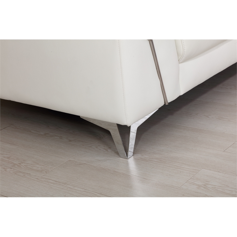 Titan Furnishings Modern Genuine Italian Leather Upholstered Sofa Set in White