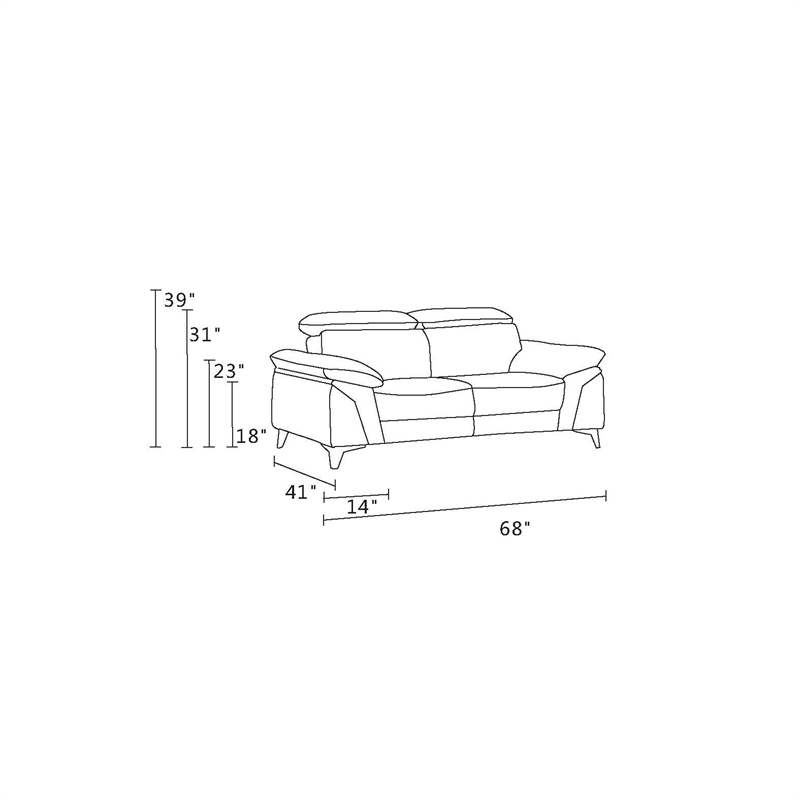 Titan Furnishings Modern Genuine Italian Leather Upholstered Sofa Set in White