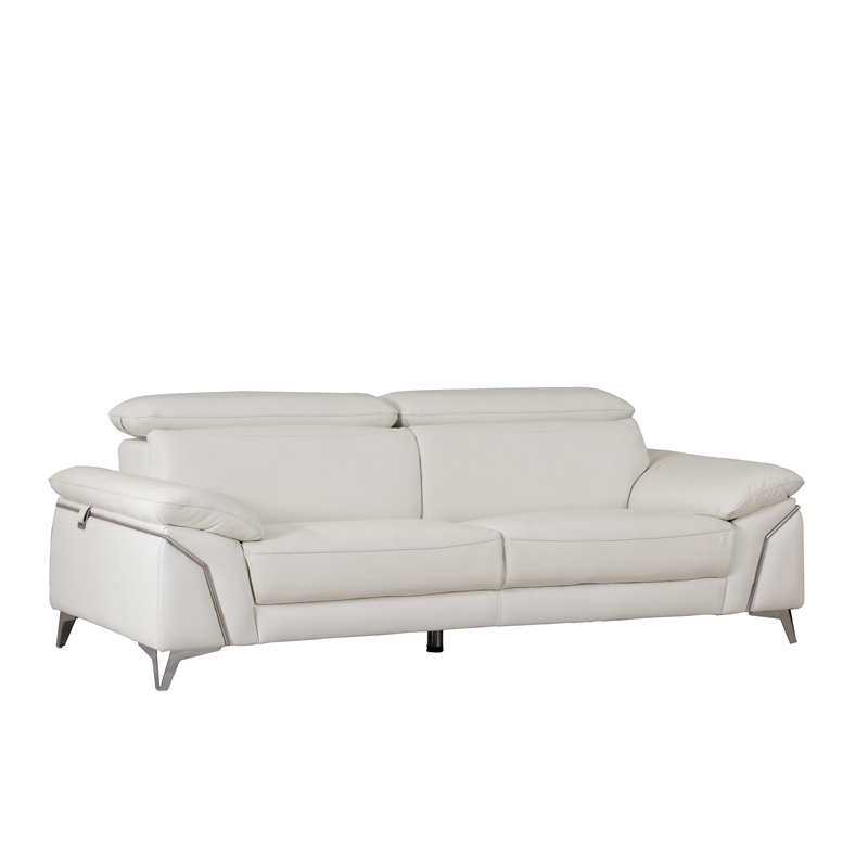 Titan Furnishings Modern Genuine Italian Leather Upholstered Sofa Set in White