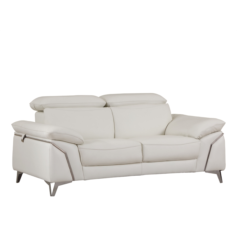 Titan Furnishings Modern Genuine Italian Leather Upholstered Sofa Set in White