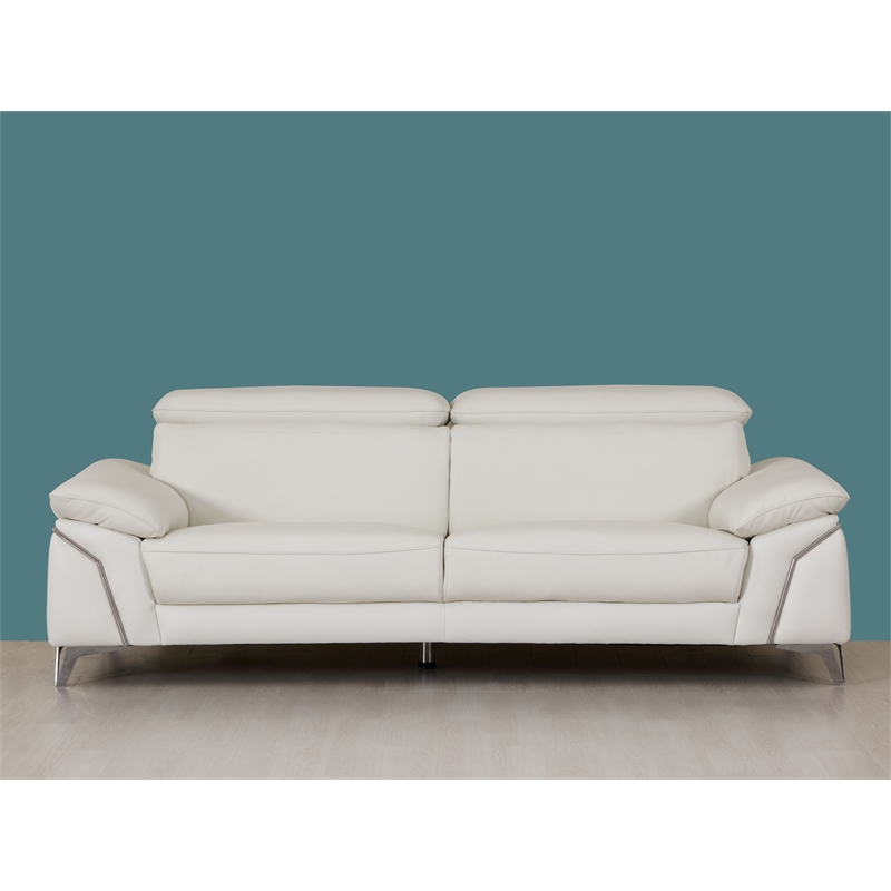 Titan Furnishings Modern Genuine Italian Leather Upholstered Sofa Set in White