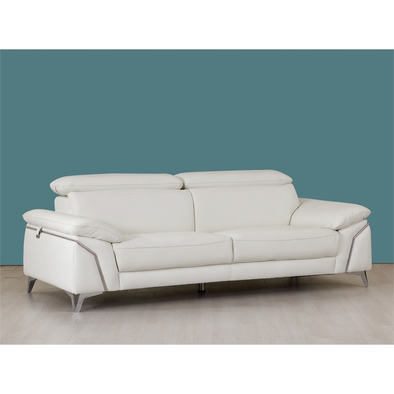 Titan Furnishings Modern Genuine Italian Leather Upholstered Sofa Set in White