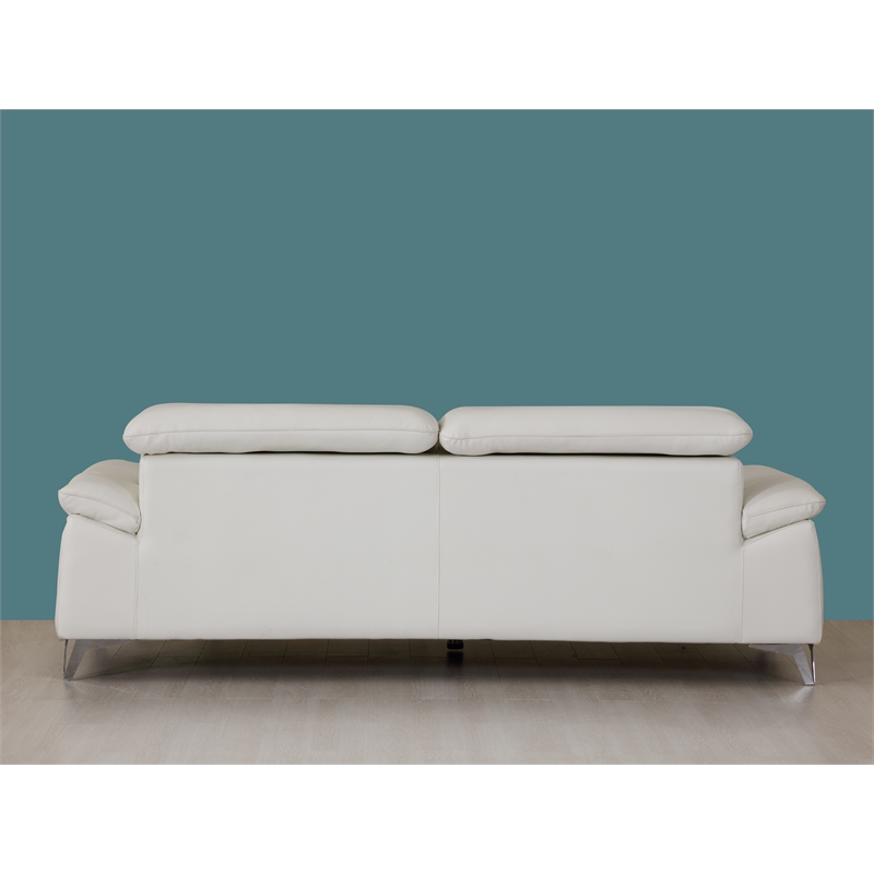 Titan Furnishings Modern Genuine Italian Leather Upholstered Sofa Set in White