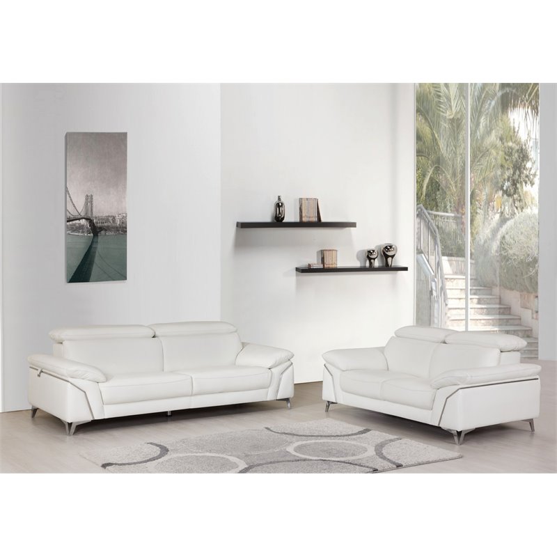 Titan Furnishings Modern Genuine Italian Leather Sofa & Loveseat Set  in White
