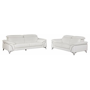 Titan Furnishings Modern Genuine Italian Leather Sofa & Loveseat Set  in White