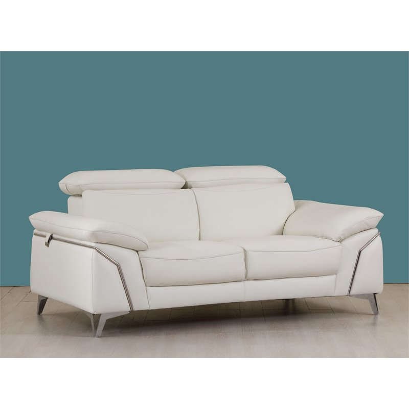 Titan Furnishings Modern Genuine Italian Leather Loveseat in White