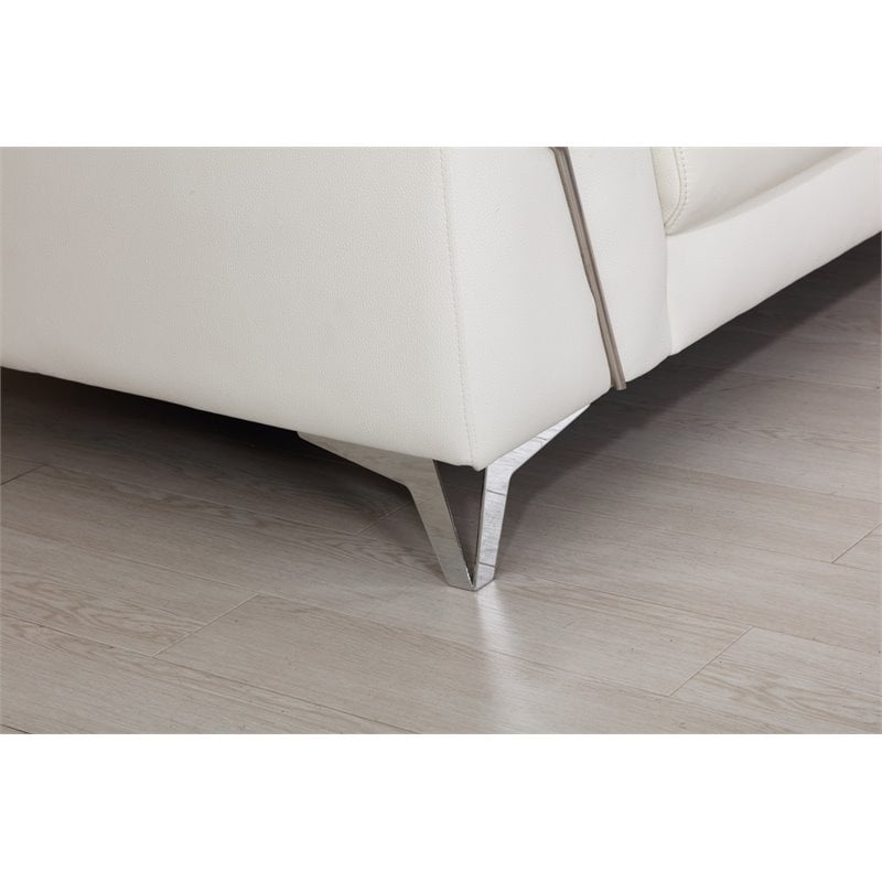 Titan Furnishings Modern Genuine Italian Leather Loveseat in White