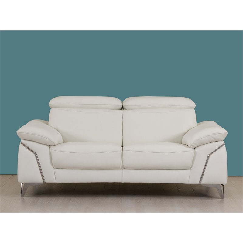 Titan Furnishings Modern Genuine Italian Leather Loveseat in White