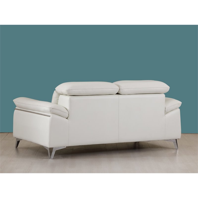 Titan Furnishings Modern Genuine Italian Leather Loveseat in White
