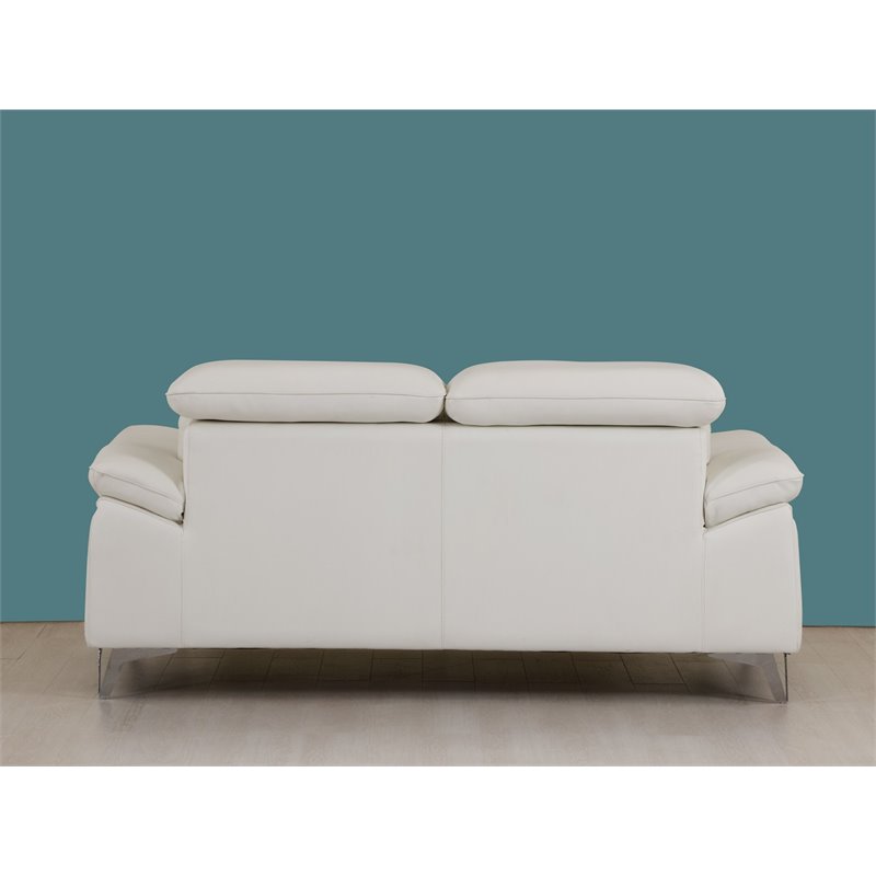 Titan Furnishings Modern Genuine Italian Leather Loveseat in White