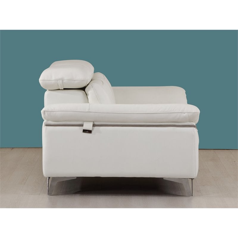 Titan Furnishings Modern Genuine Italian Leather Loveseat in White